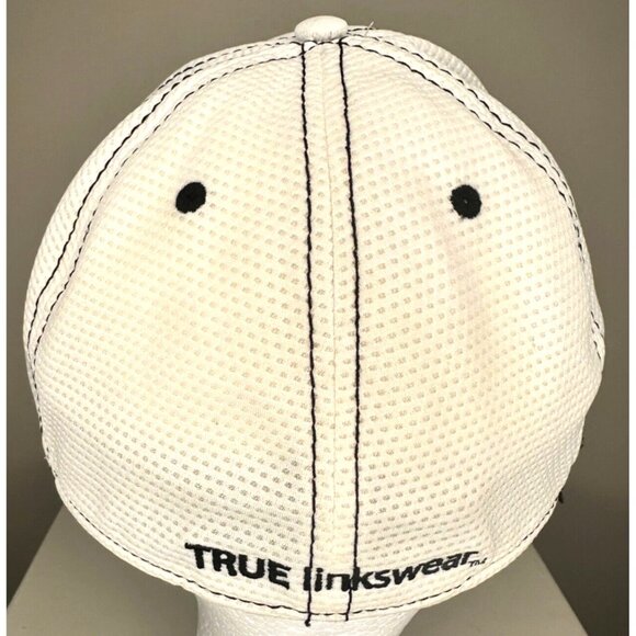True Linkswear Golf Hat Cap L/XL 6 Panel White Embroidered Fitted A-Flex - Picture 3 of 6